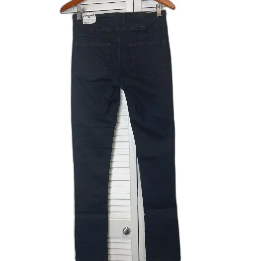 Free People We The Free Black Double Dutch PullOn Slit Skinny Jeans Size XS NWT!
